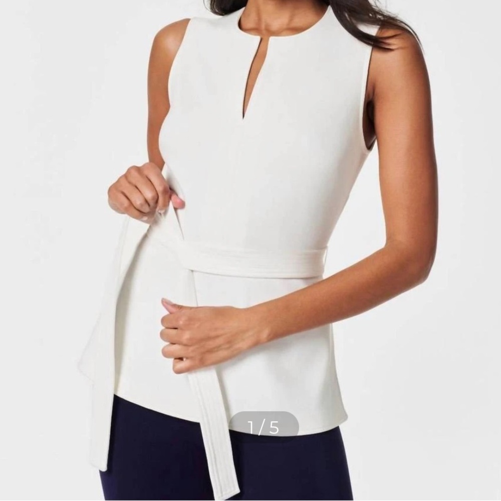 NWT SPANX Sleeveless Peplum Top in White size small